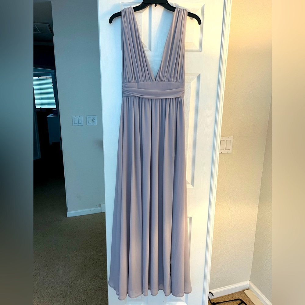 Lulu’s Heavenly Hues Light Grey/ Silver Maci Dress, Size Small